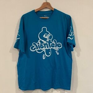 Clientele NYC graffiti vintage Blue Graphic Tee with White Logo